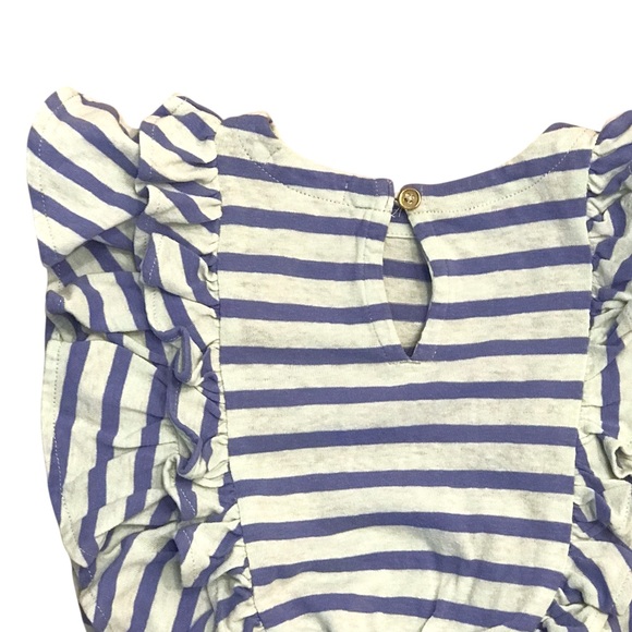 🆕 Crewcuts Blue Stripe Double Ruffle Sleeve Dress - Picture 3 of 3